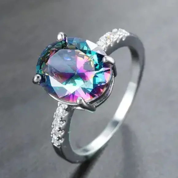 🎀925 Gradient Mystic Topaz Diamond Accent Ring - Picture 6 of 6